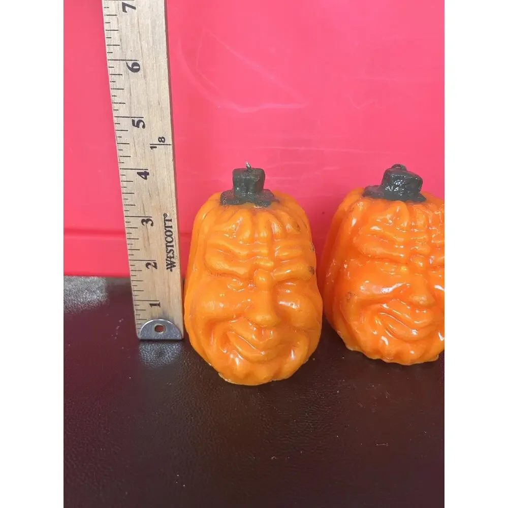 Vintage 1980’s Todd Masters Jack O Lantern Pumpkin Candles Halloween Faces Set 2